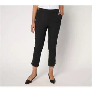 Isaac Mizrahi Live! Icon Straight Leg Crop Pants Pitch Black Tall 14 A675366
